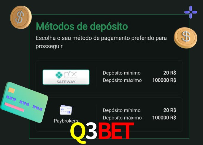 O cassino Q3BETbet oferece uma grande variedade de métodos de pagamento